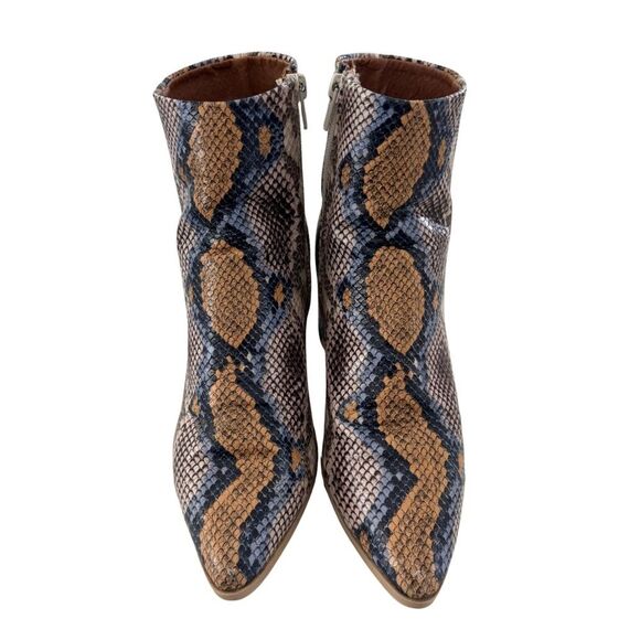Madden Girl Snakeskin Print Bootie Cream Tan Blue Size 8 - Picture 1 of 9